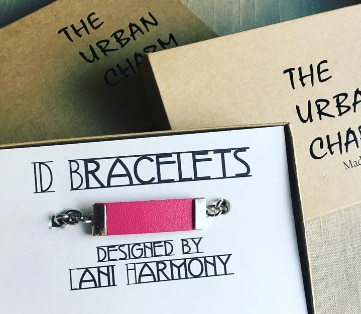 Pink Leather and Chain ID Toggle Bracelet