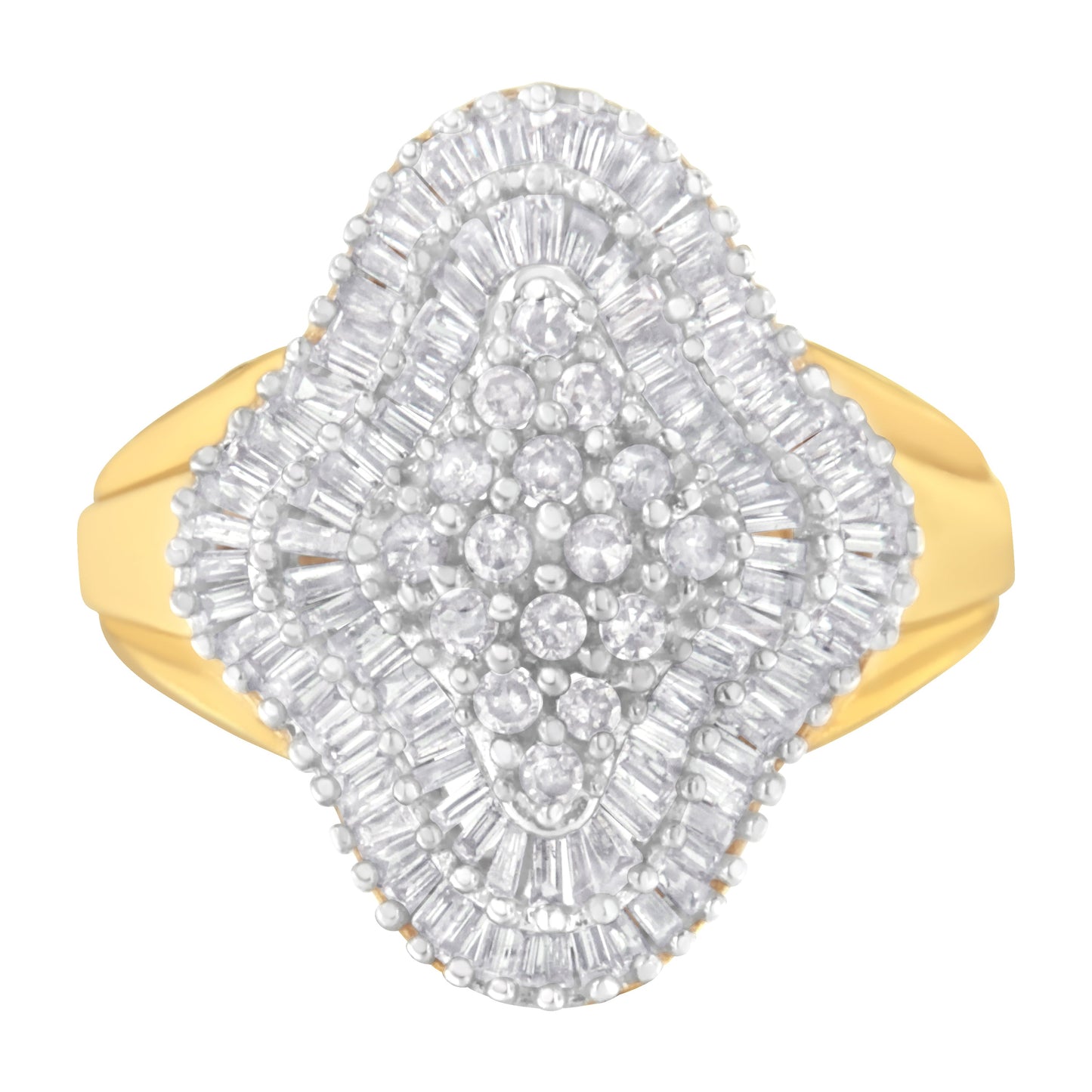 10Kt Yellow Gold 1 Cttw Diamond Cluster Ring (I-J, I1-I2) - Size 6