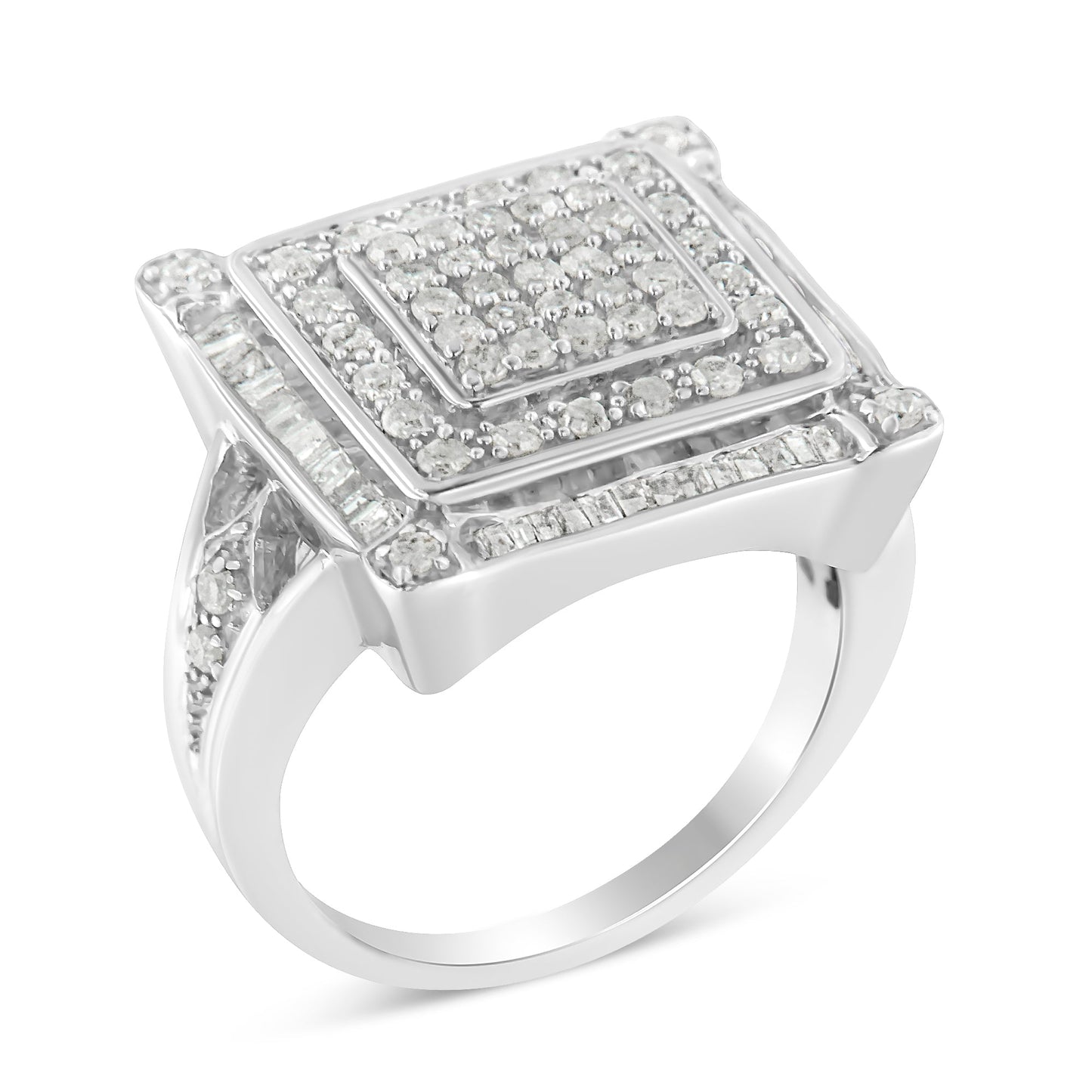 .925 Sterling Silver Round-Cut Cushion Shaped Diamond Ring (1 Cttw, I-J Color, I2-I3 Clarity) - Size 6-1/2