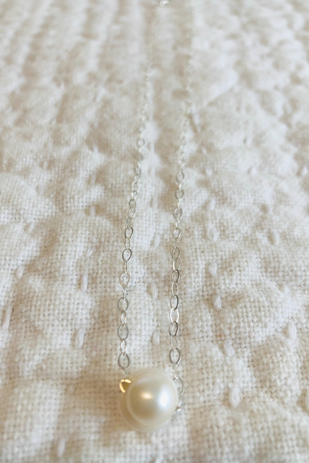 Floating Pearl Necklace - Sterling Silver