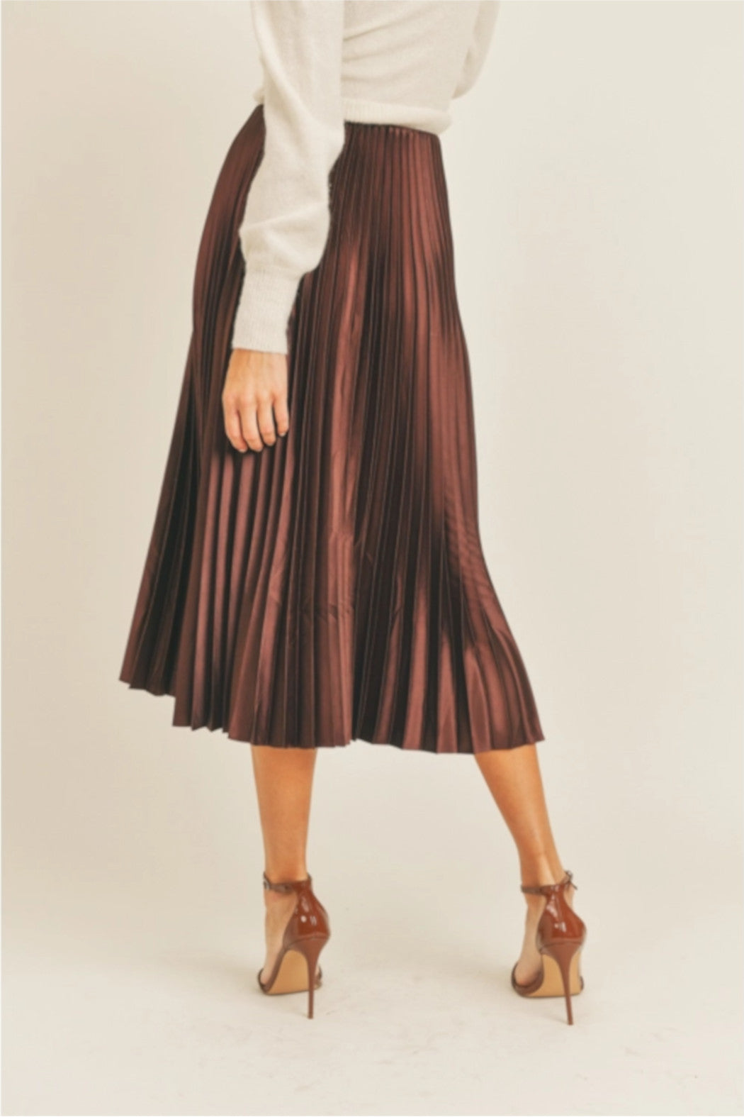Pleated Midi Copper Skirt