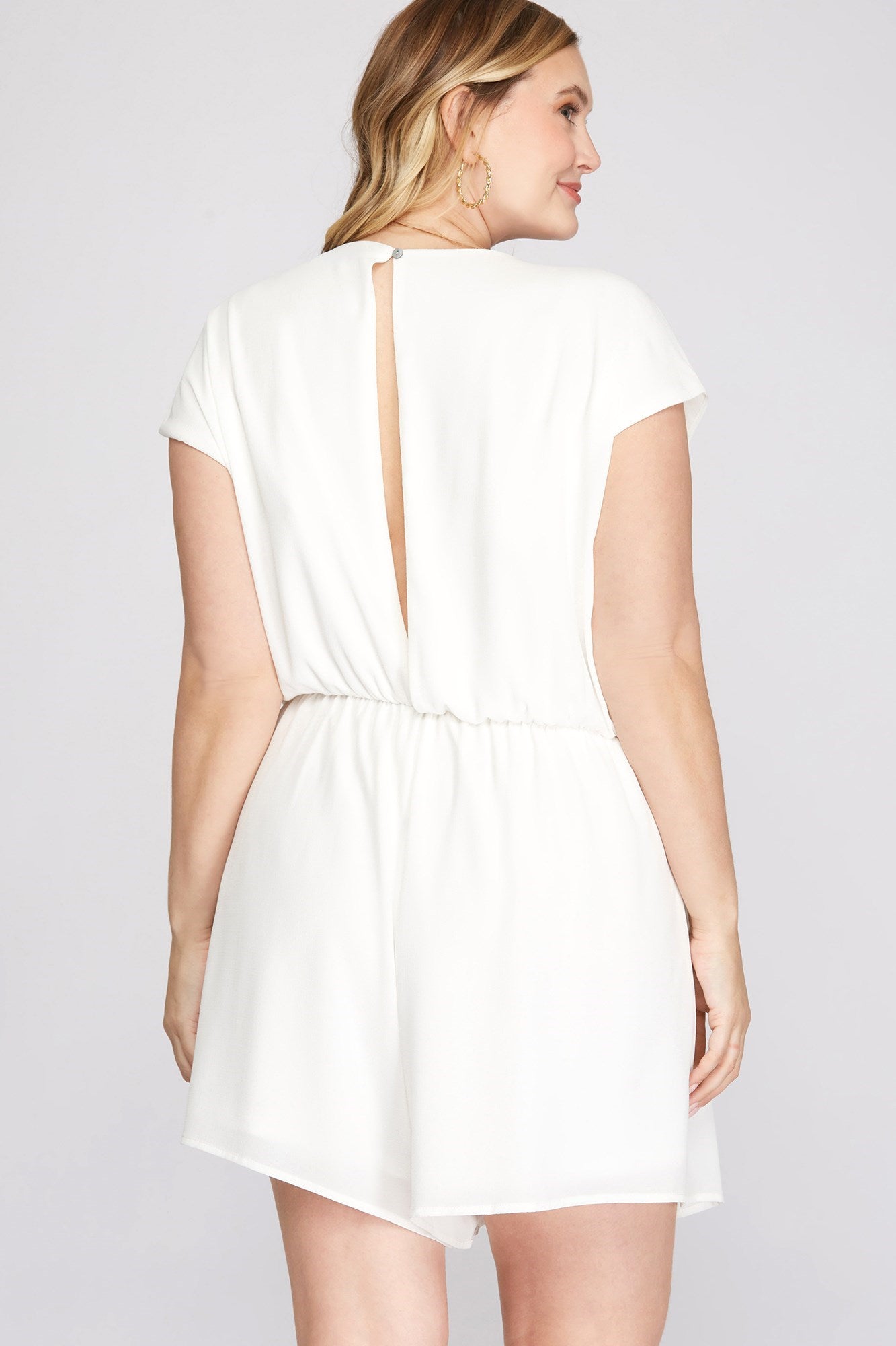 Drop-Shoulder Front-Tie Romper