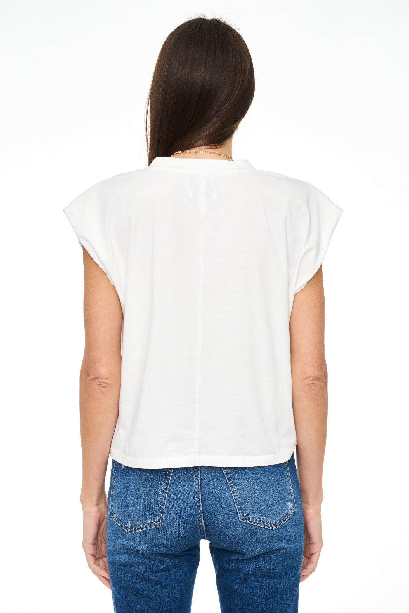 Carson V-Neck Muscle Tee- La Blanc
