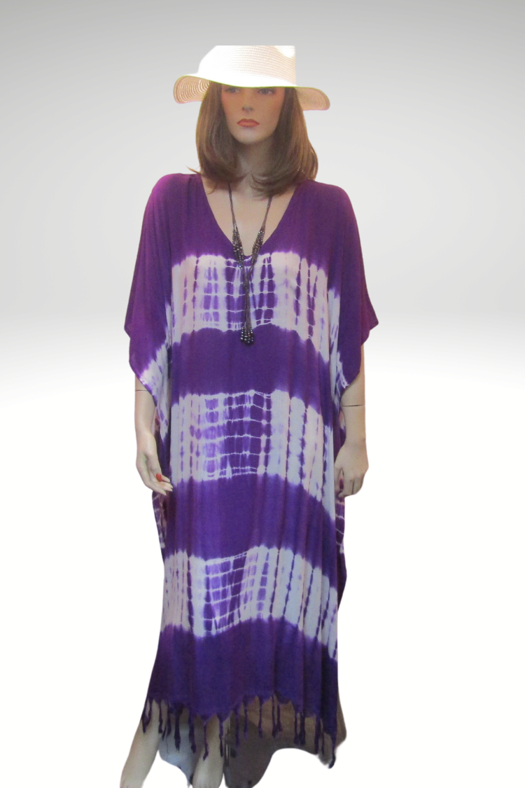 Tie Dye Kaftan - Purple/White