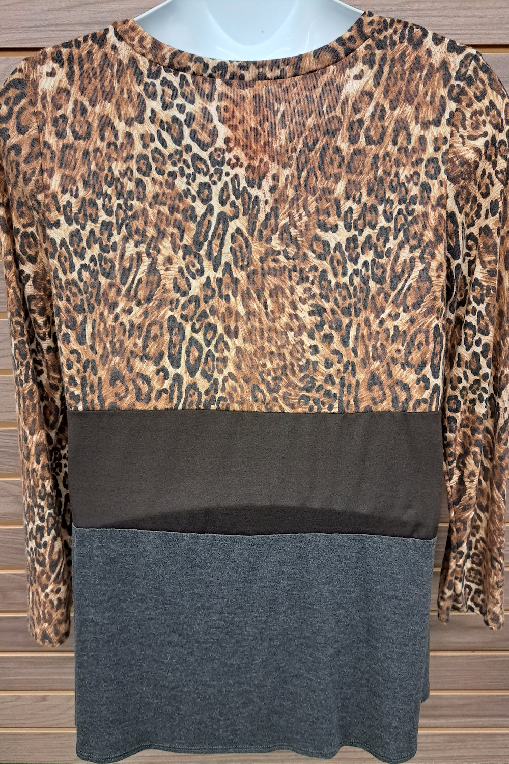 Color block leopard top