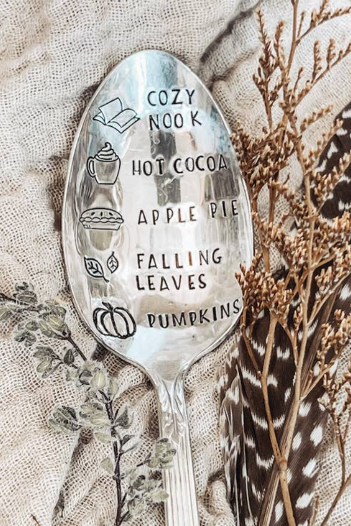 Spoons Fall Themed hand Stamped