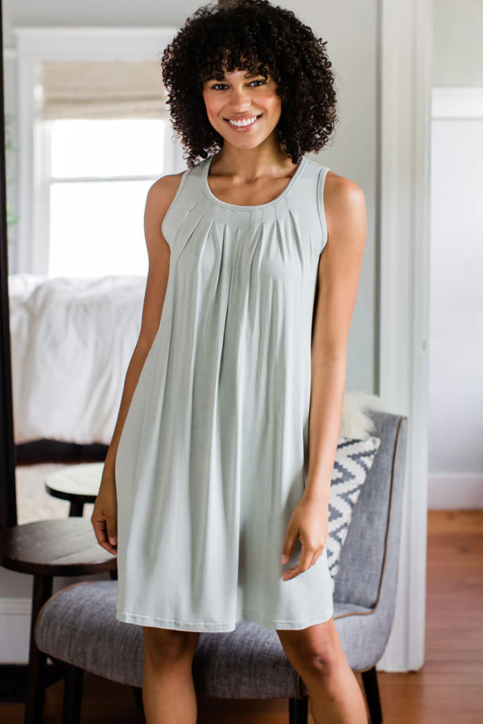 DELIA GATHERED TANK BAMBOO NIGHTGOWN
