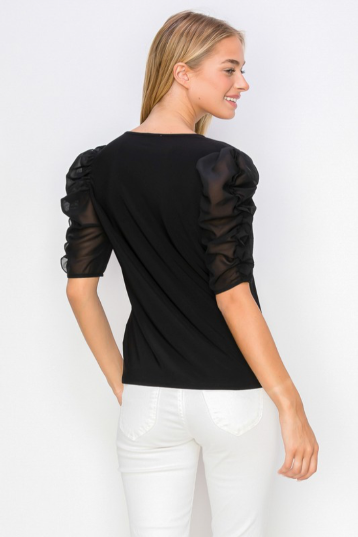 Puff Sheer Sleeve Top