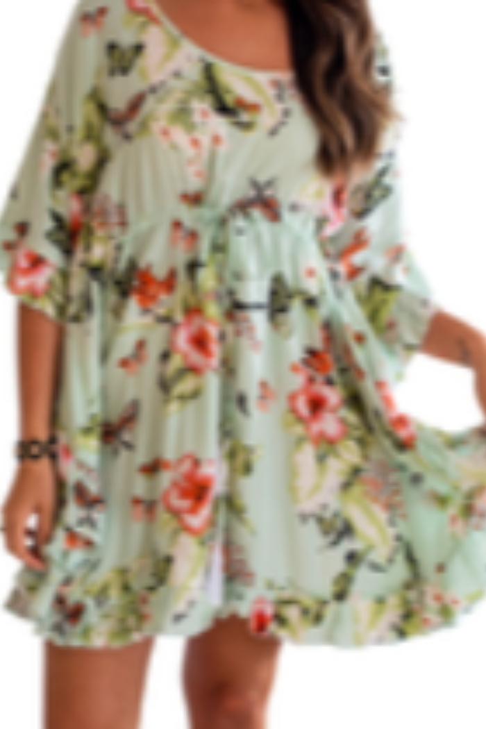 Ruffle Butterfly Kaftan Top