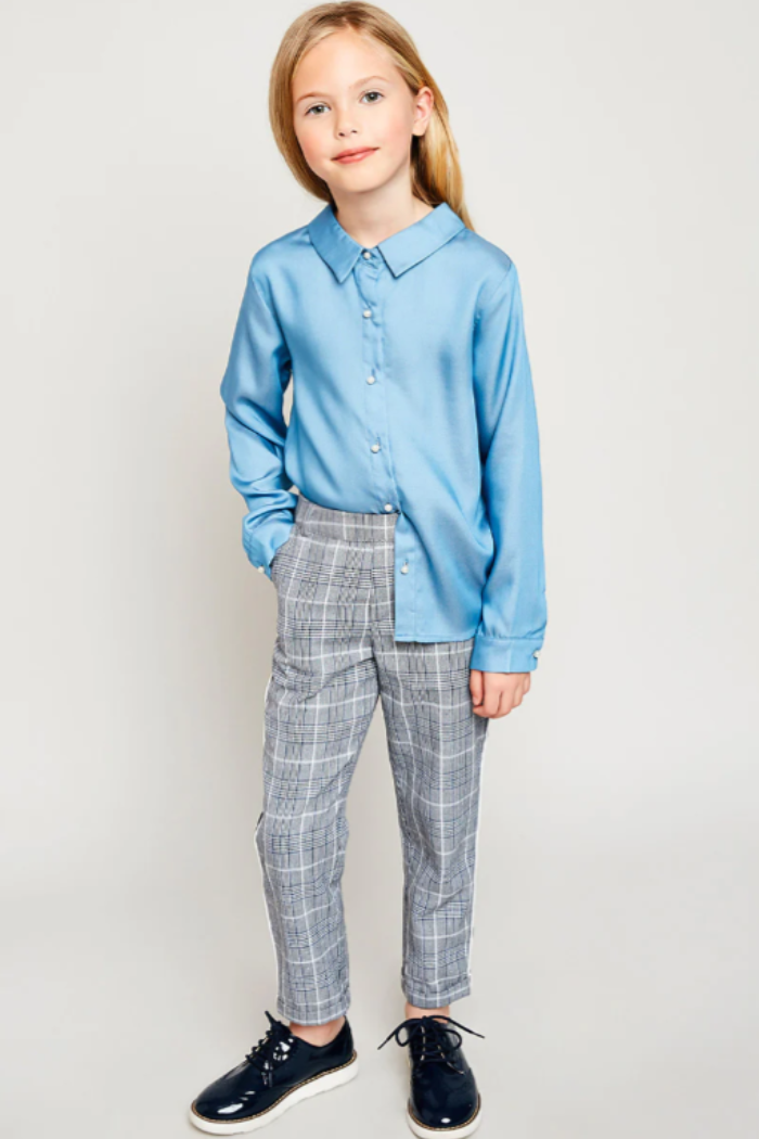Girls Pearl Button Down Shirt