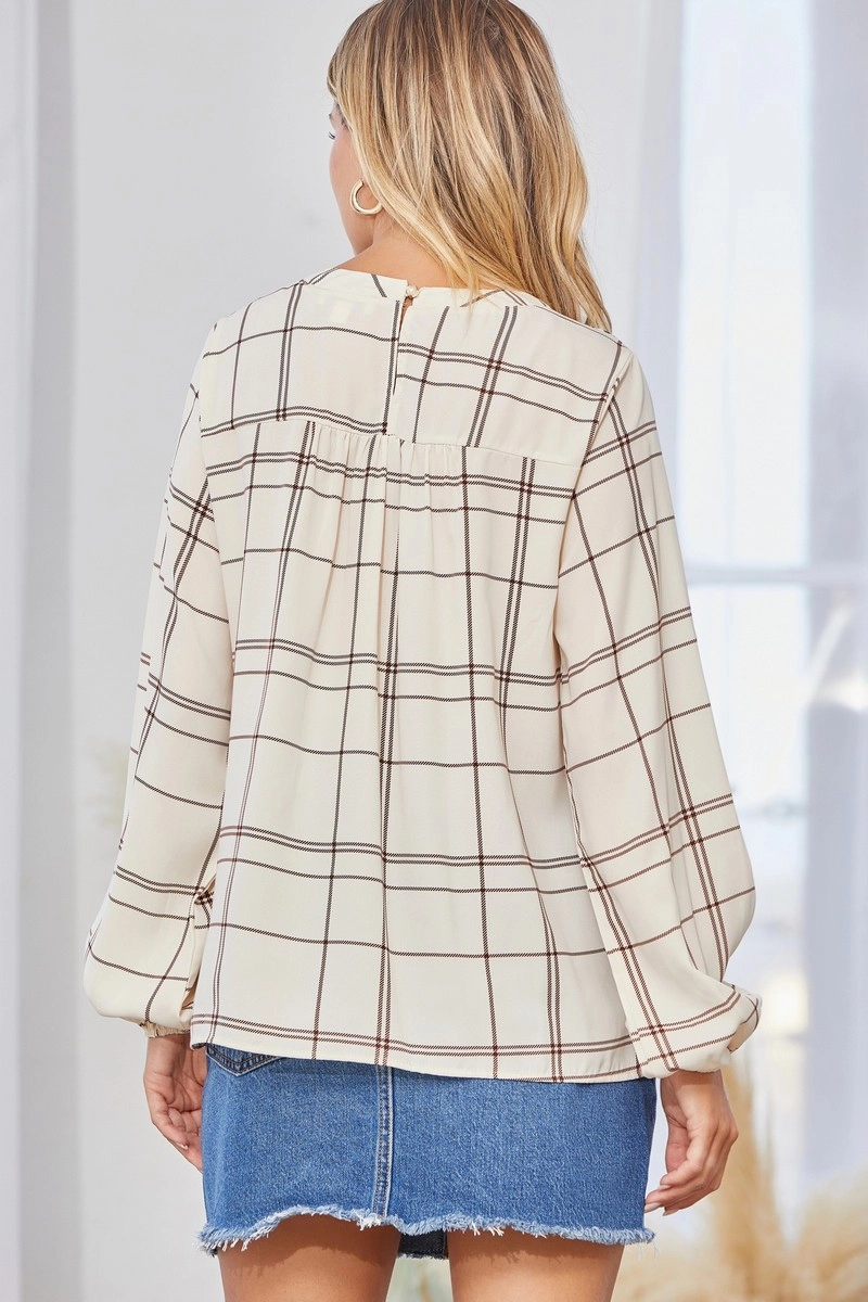 Plaid Print Woven Blouse