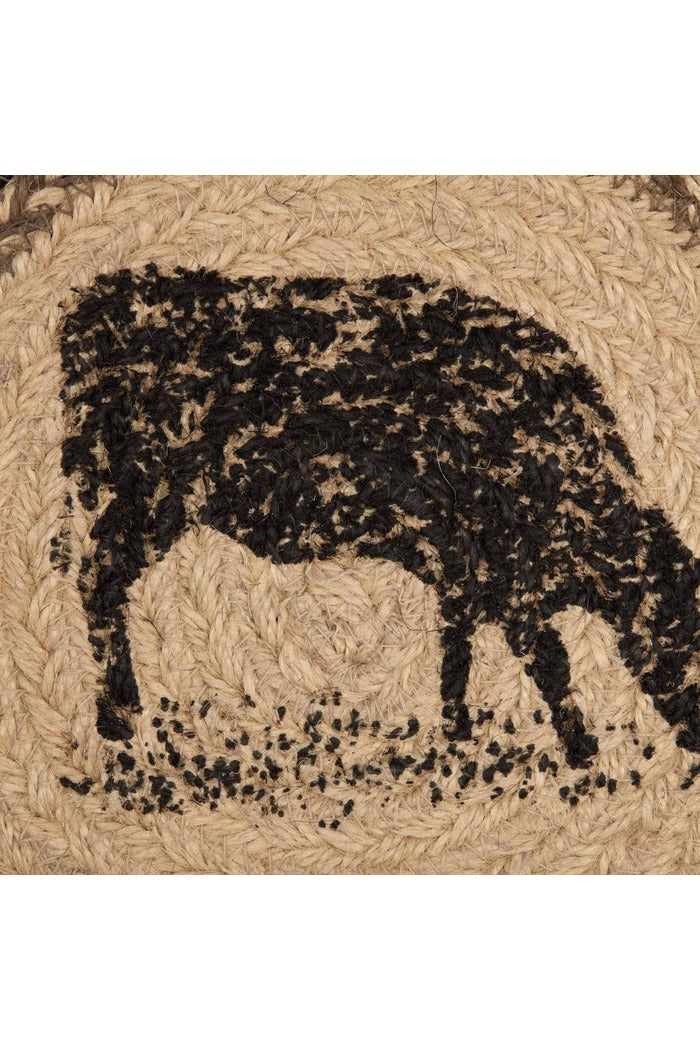 Sawyer Mill Charcoal Cow Jute Trivet 8