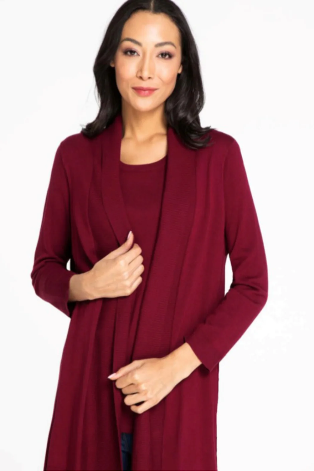 Jewel neck sweater tank - Cranberry only