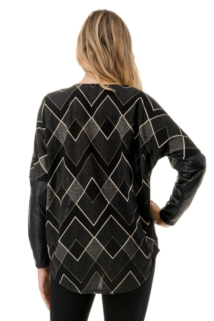 Geometric Zipper Top