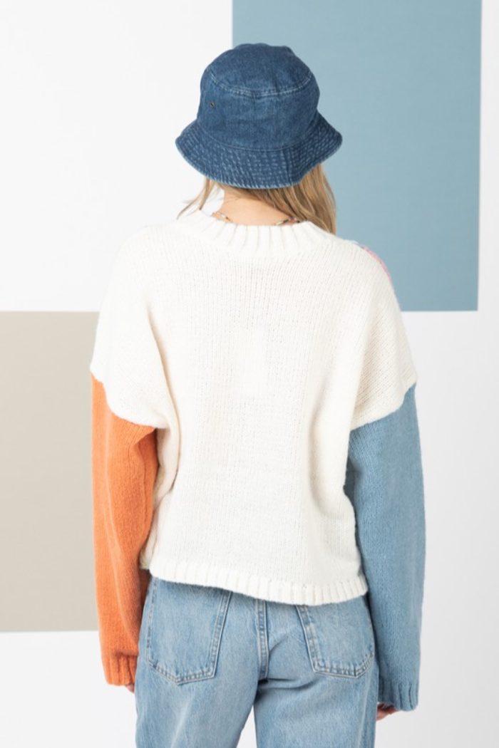 Colorblock Cable Sweater