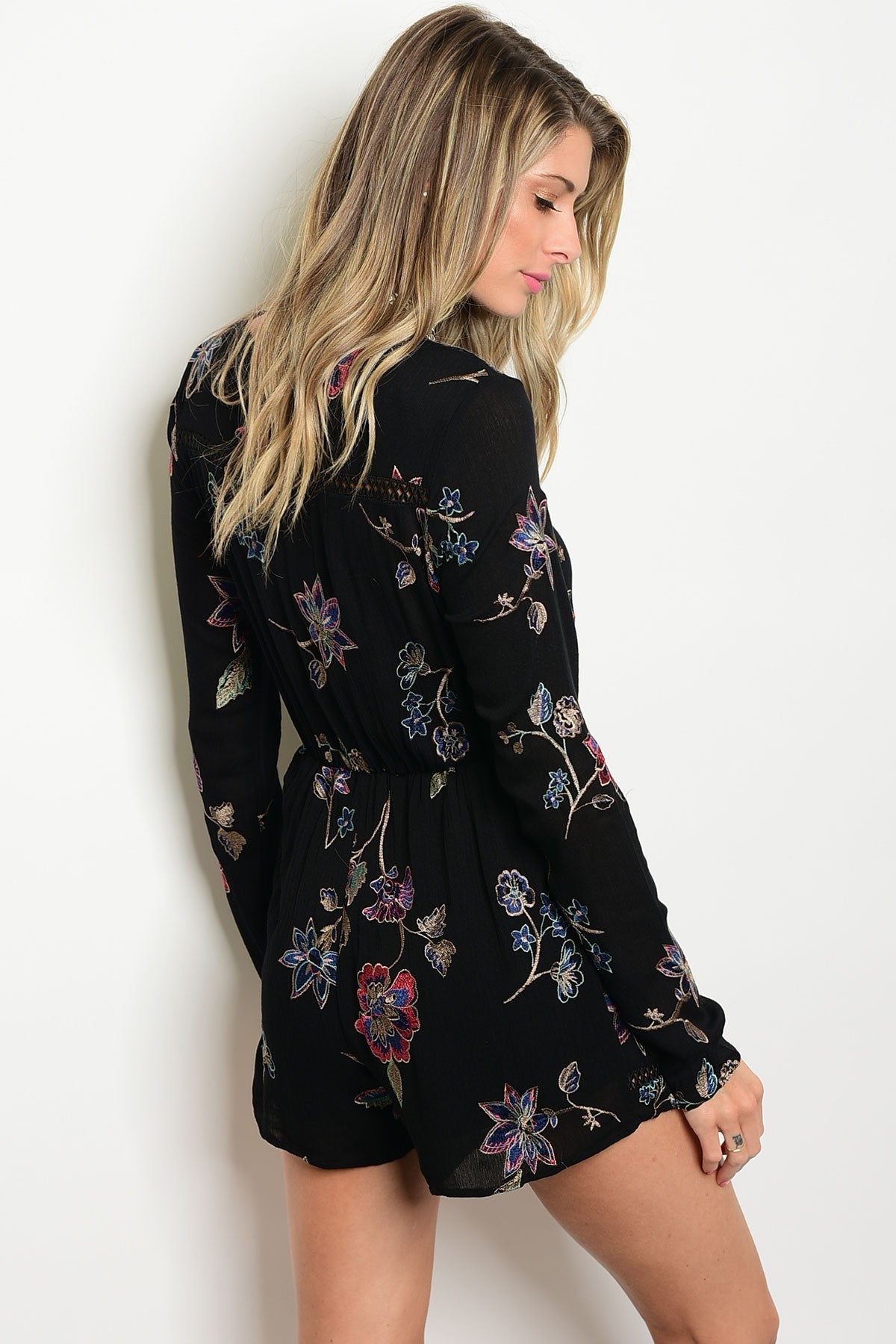 Floral Embroidered Mini Romper