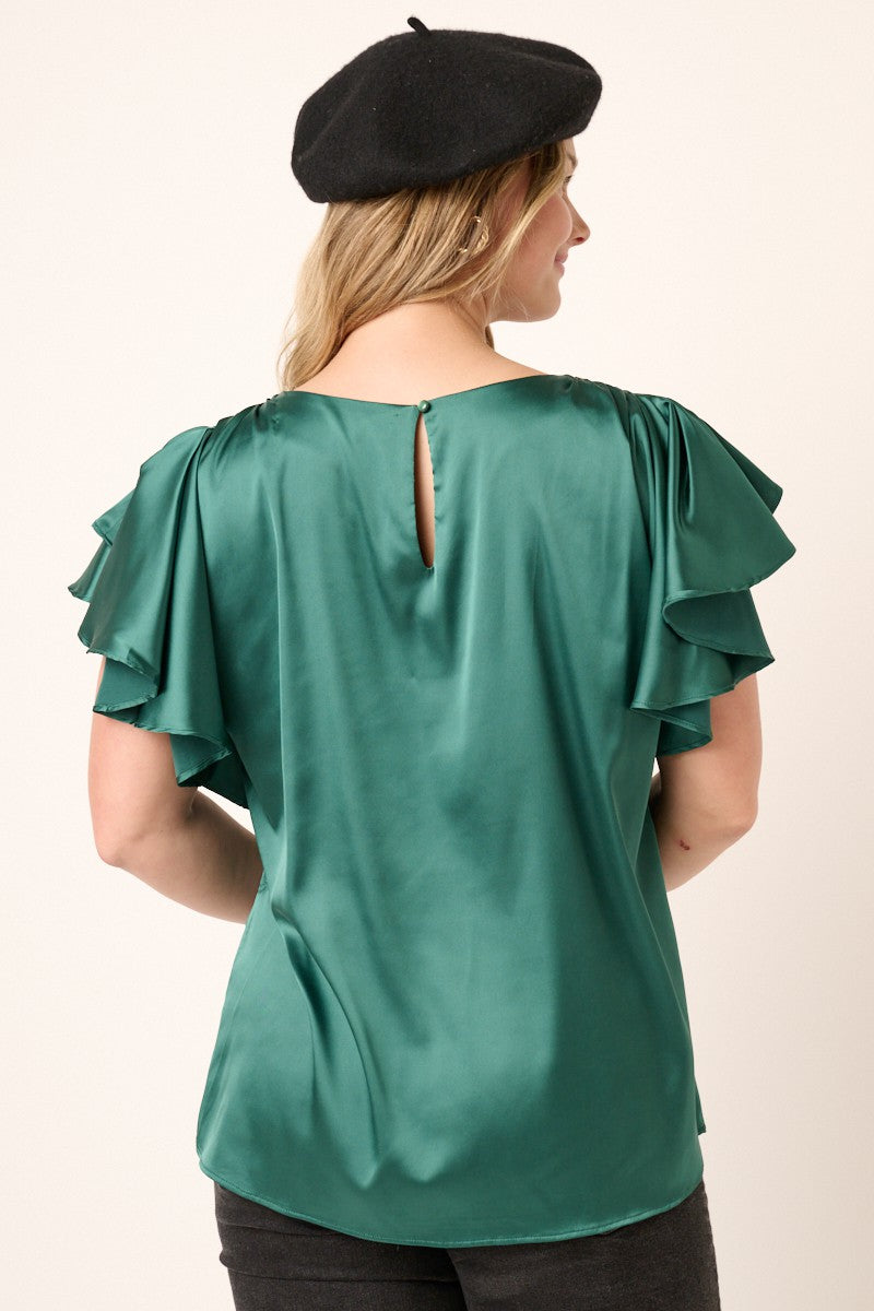 Fluttering In Satin Top