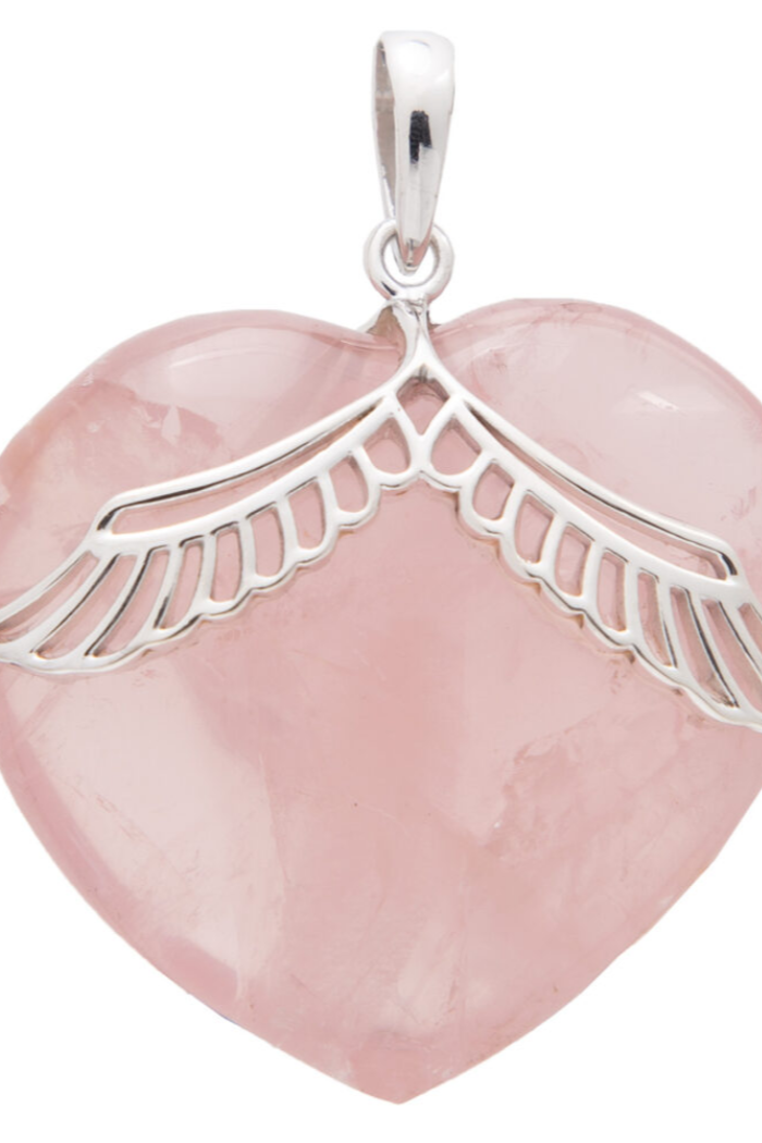 Rose Quartz Sweetheart Angel Wing Pendant