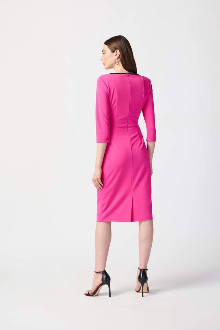 Scuba Crepe Sheath Dress- Ultra Pink/Black