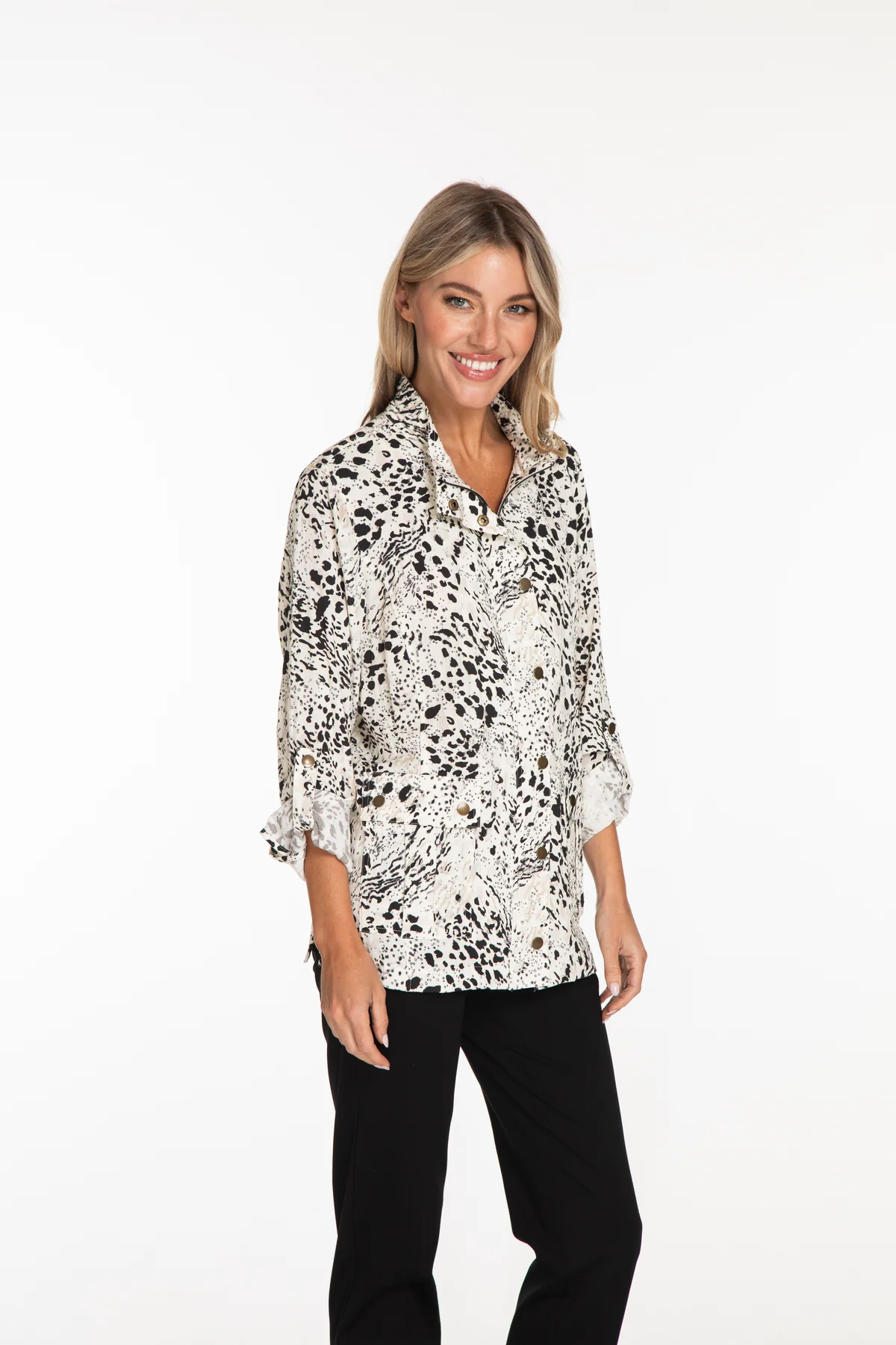 PRINT CRINKLE WOVEN JACKET