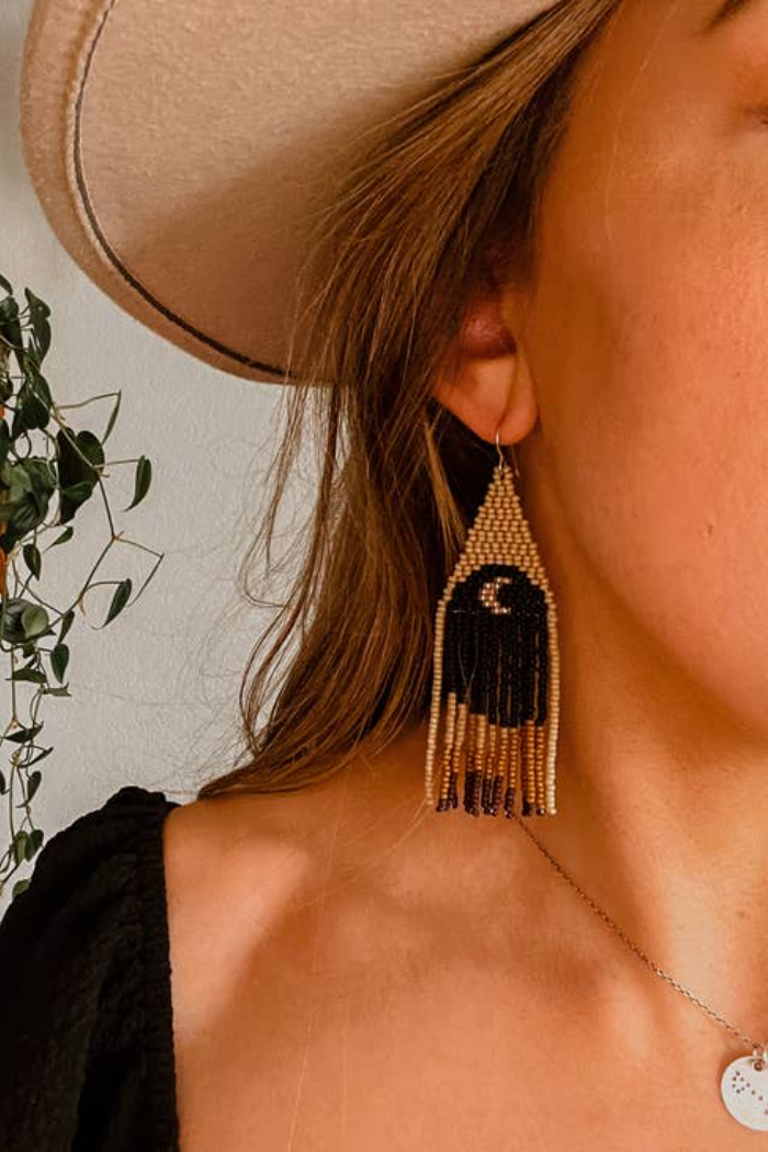 Evening Moonscape Set Hand beaded Earrings