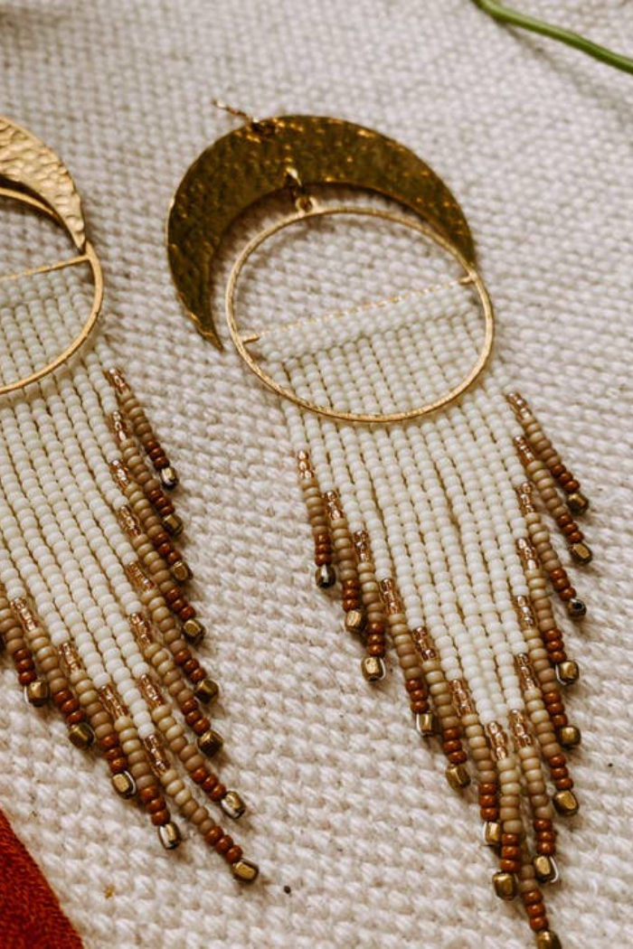 Over the Moon Set Hand Beaded Earrings