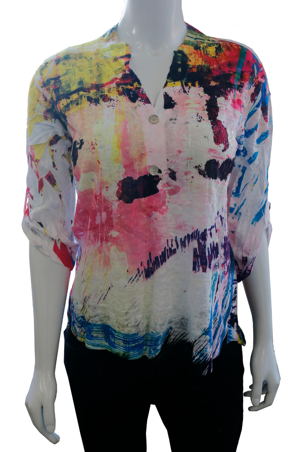 Kaleidoscope ~ 3/4 Roll Sleeve Top