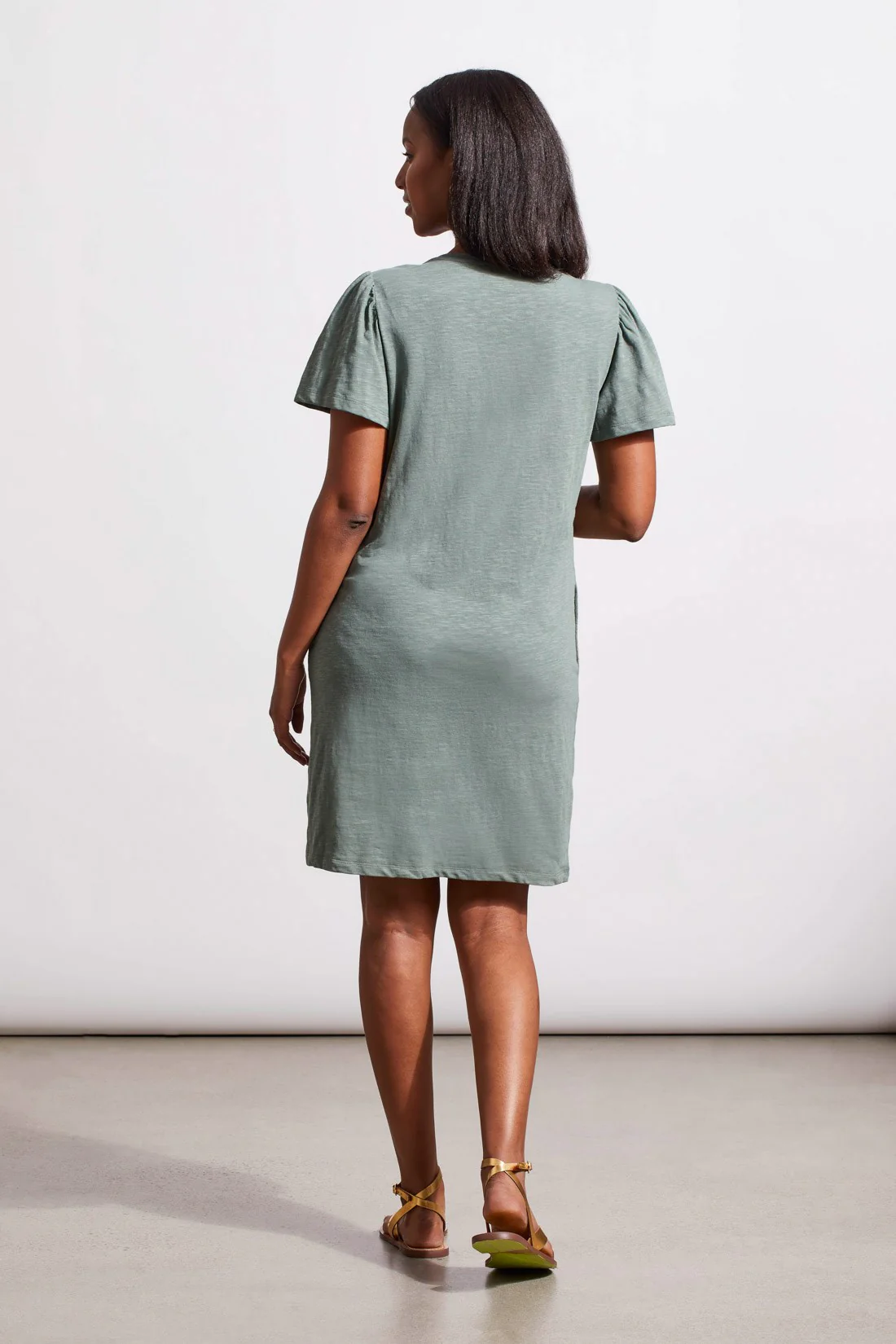 COTTON FLUTTER SLEEVE DRESS W/POCKETS