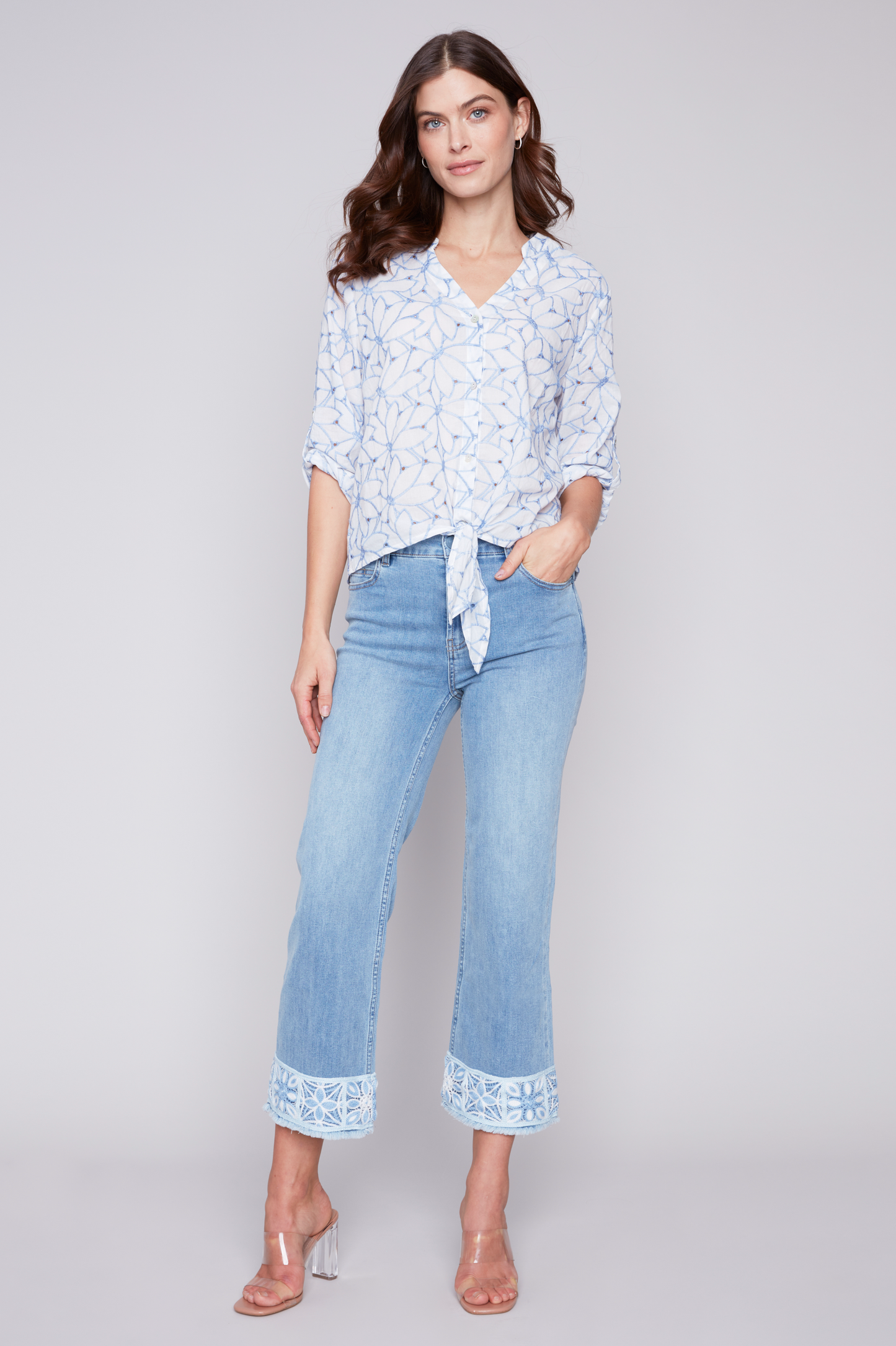 Long Sleeve Shirt with Button and Knot