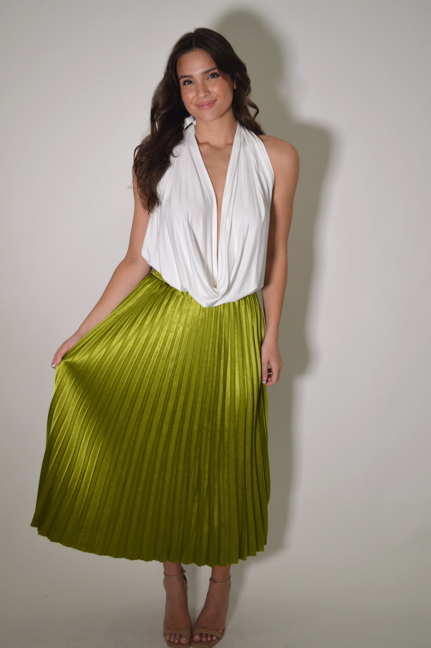 Satin Pleated Skirt