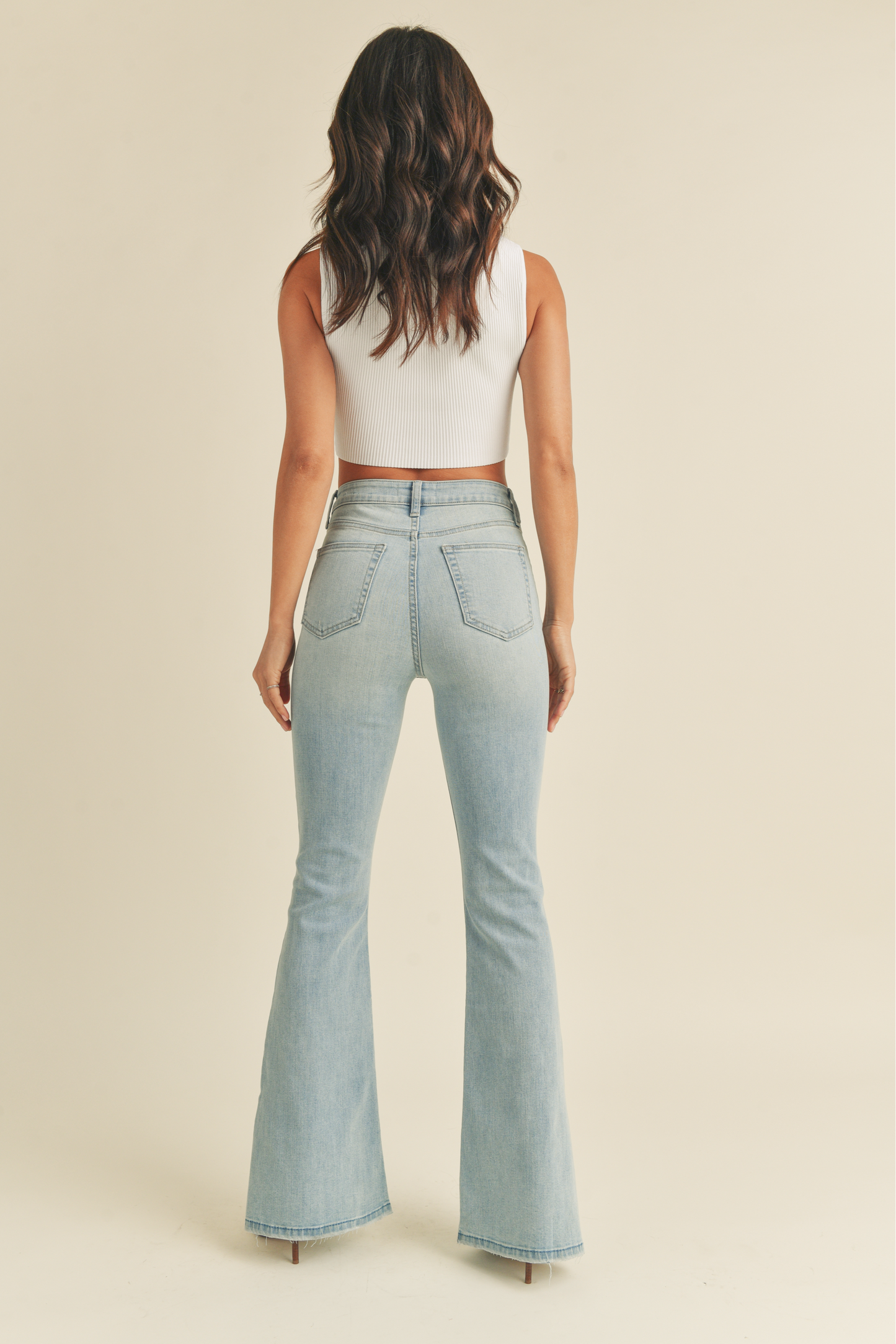 High Rise Slit Flare Jean