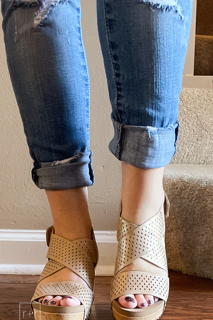 Corkys guilty pleasure gold wedge