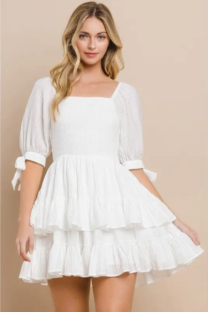 Square Neck Smocked Dress