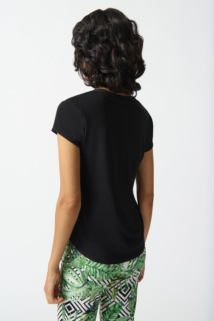Silky Knit Boxy Top- Black