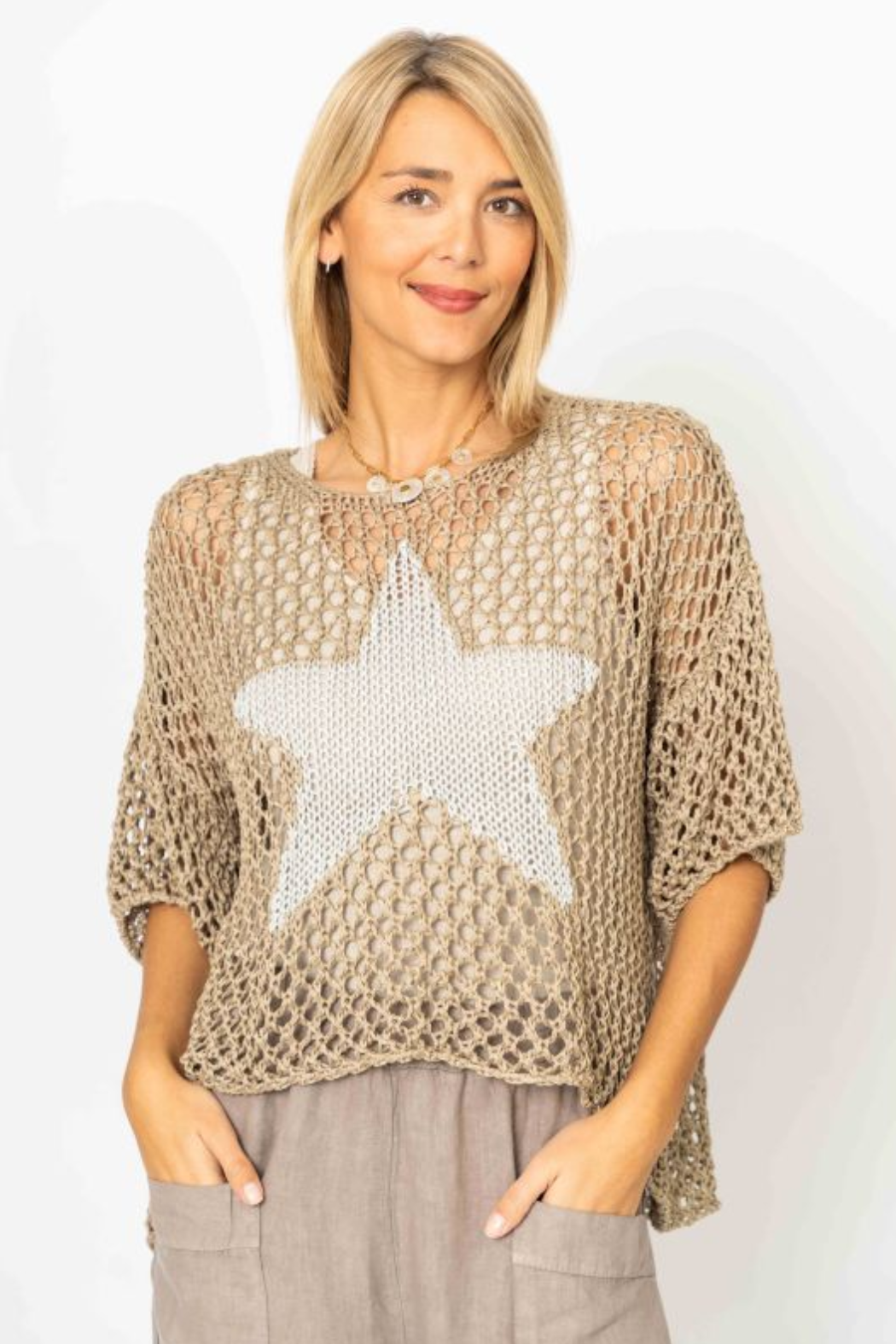 Crochet Sweater w/ Gold Star