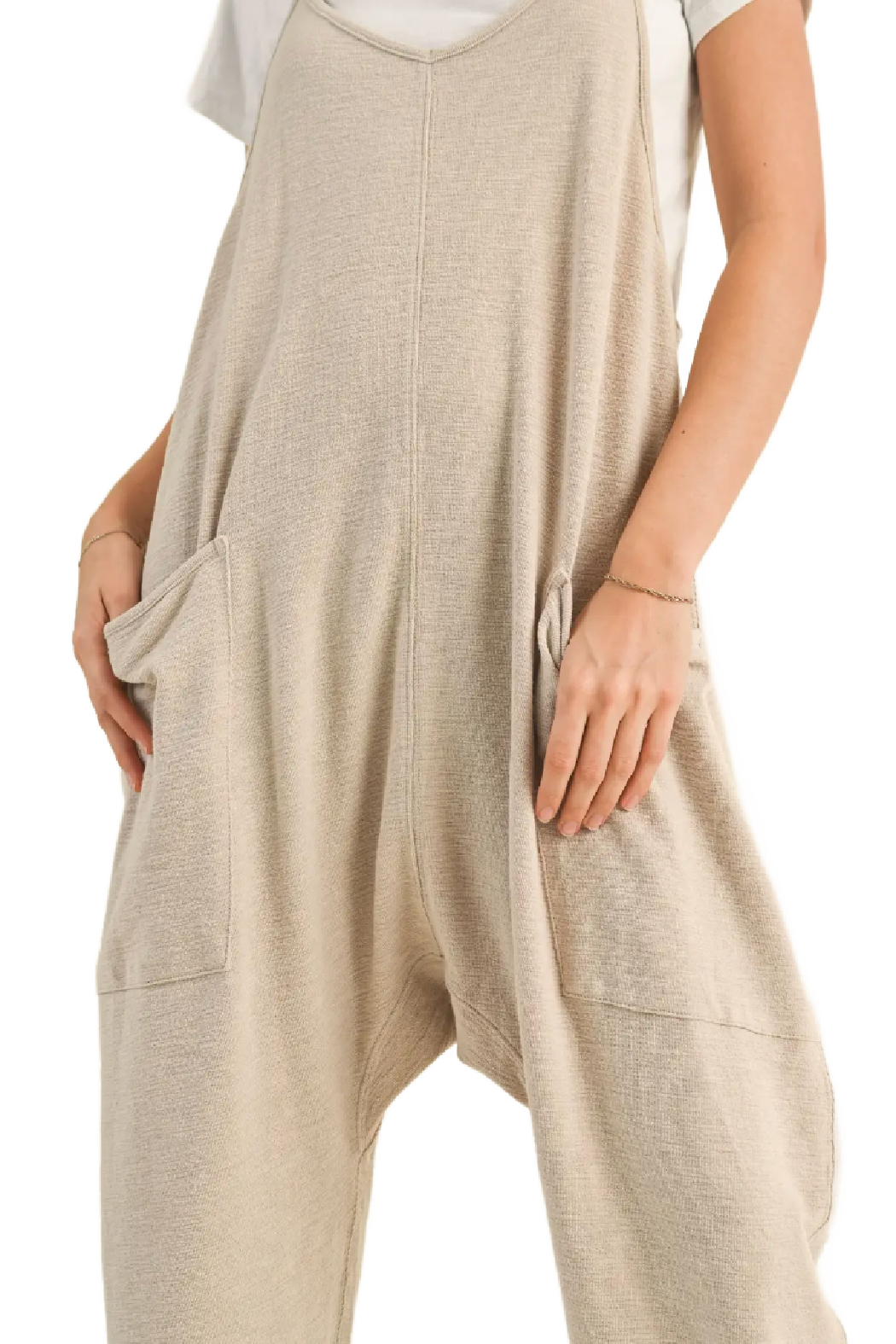 Textured Fabric Loose Fit Jumpsuit