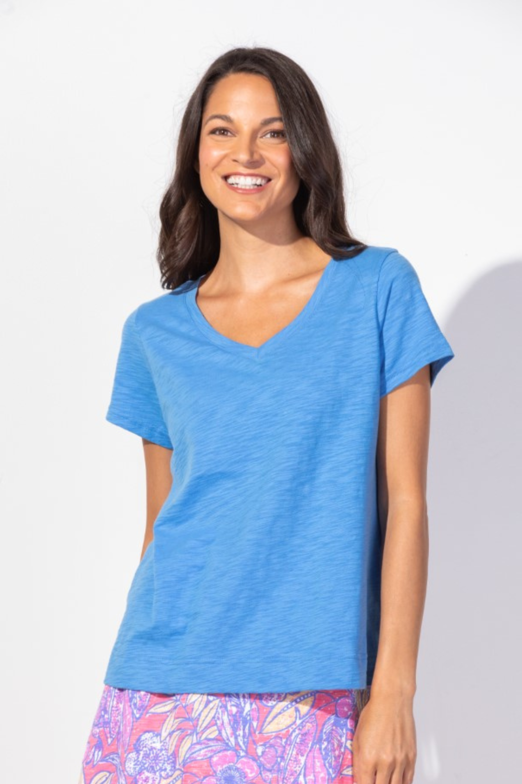 Cotton Slub-Knit V-Neck Tee