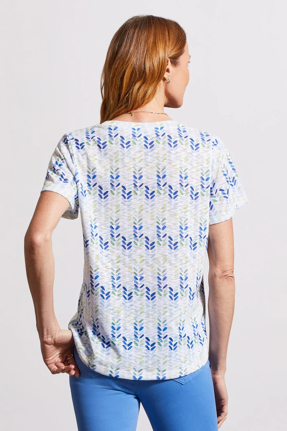 PRINTED U-NECK SS TOP
