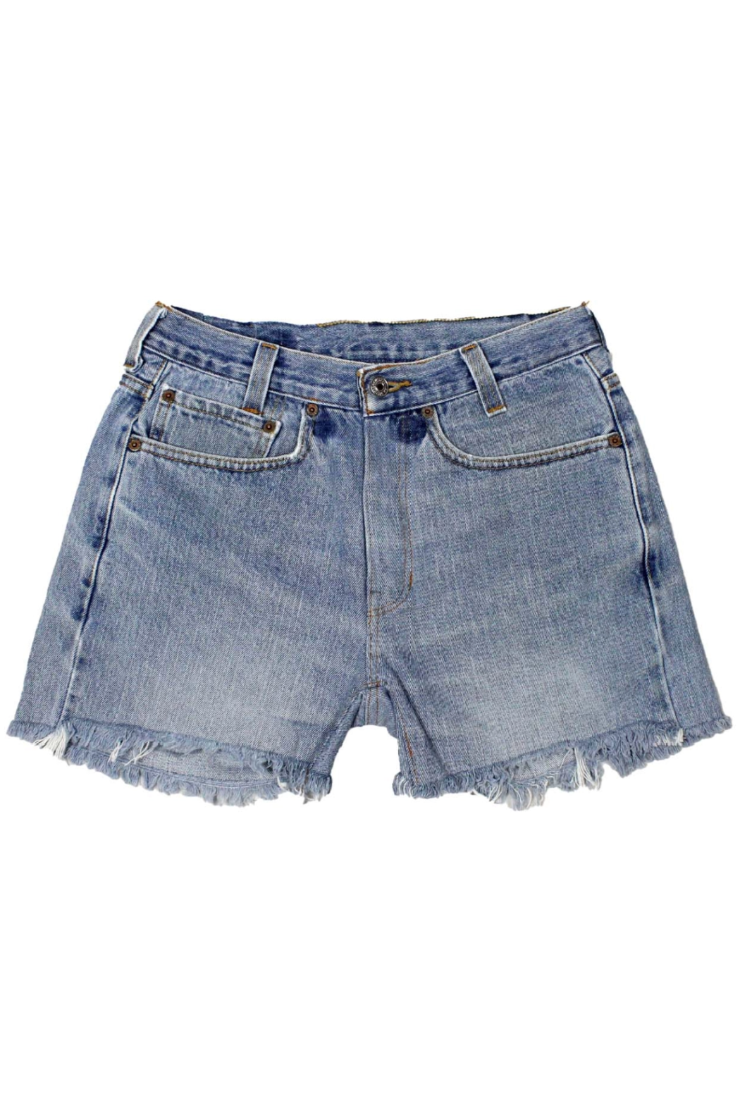 Mid-Rise Upcycled Denim Straight-Cut Shorts