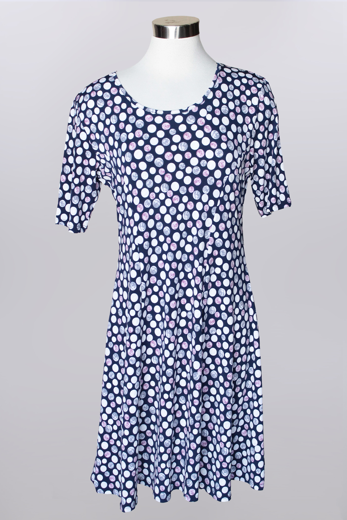 FIT N FLARE SHORT SLEEVE PRINT DRESS