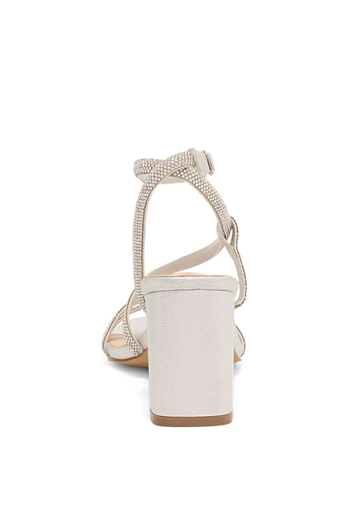 Silver Shimmer Ankle Wrap Heel