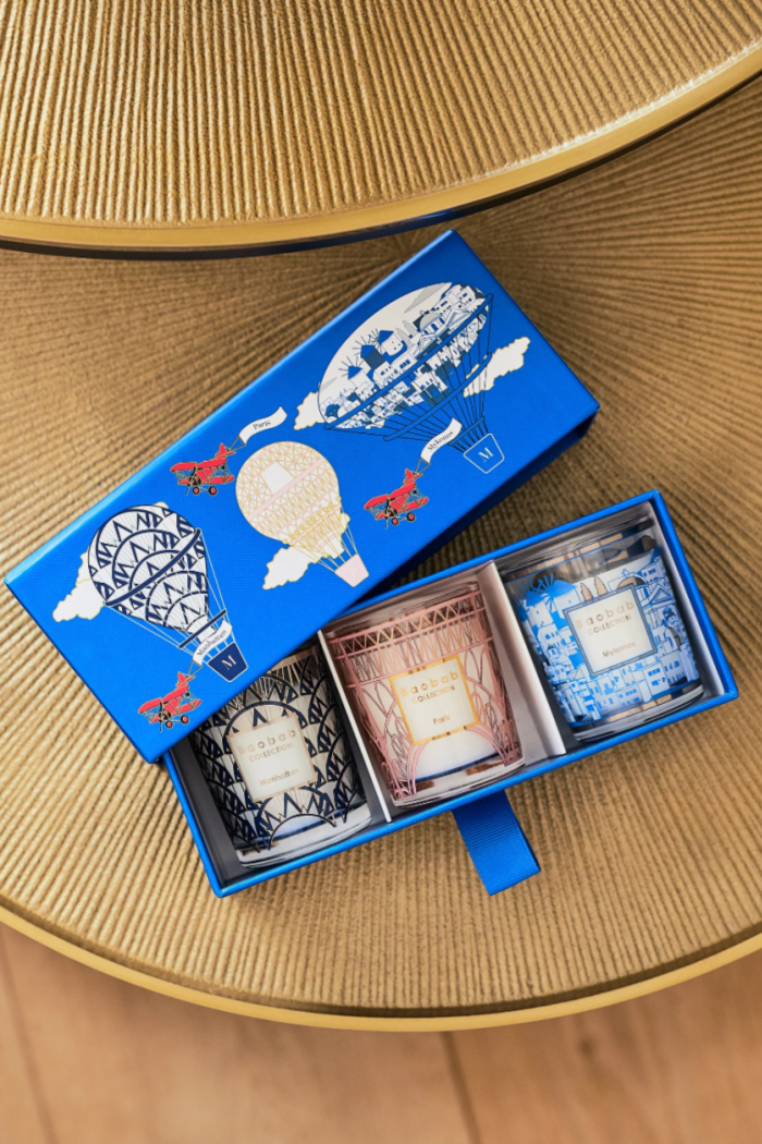 TRIO TRAVEL CANDLES MAN/PARIS/MYKONOS MAX06