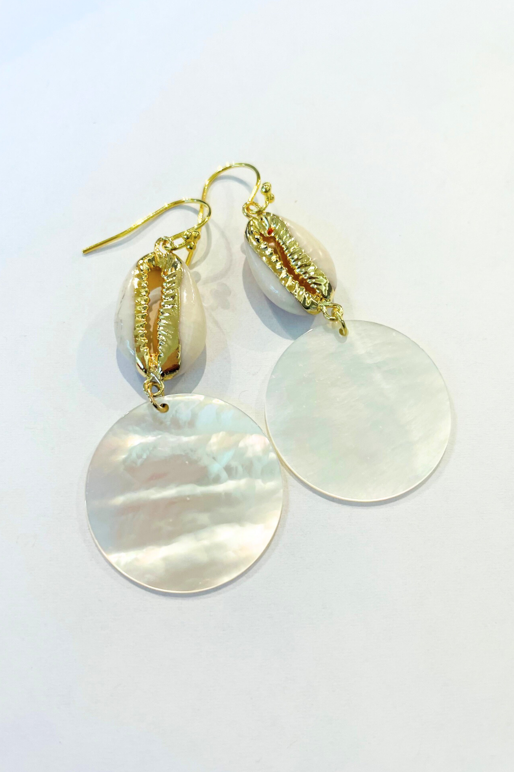 Gold-Dipped Cowrie Shell Beach Earrings