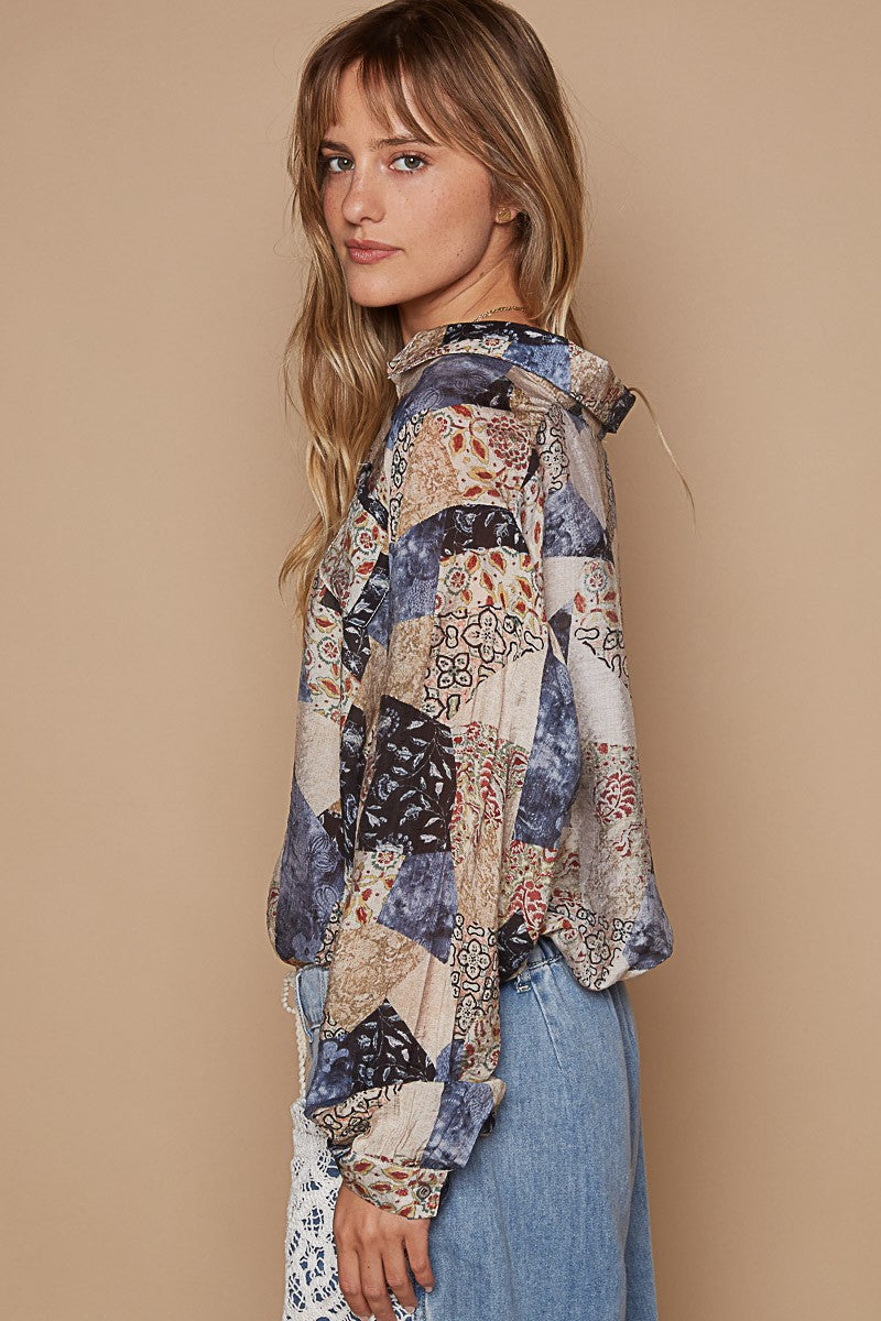 Oversized Multi Pattern Blouse