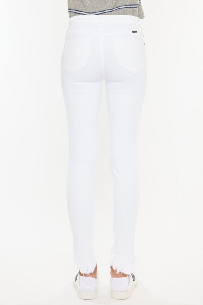 High Rise Frayed Ankle Skinny Jeans