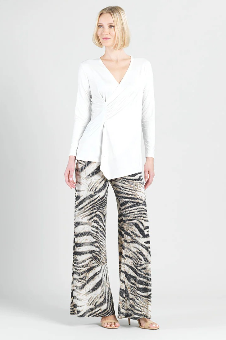 Crushed Silky v-neck tunic with side gather
