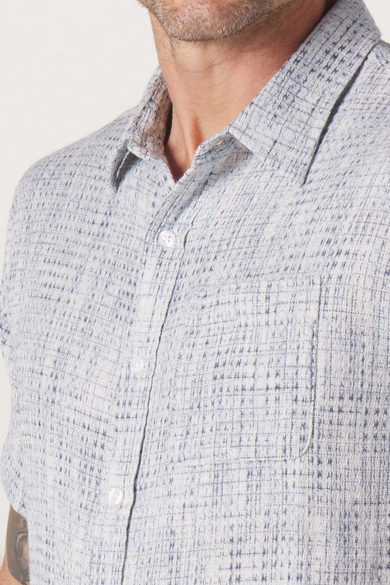 Freshwater Short Sleeve Button Up Shirt - Blue Multi