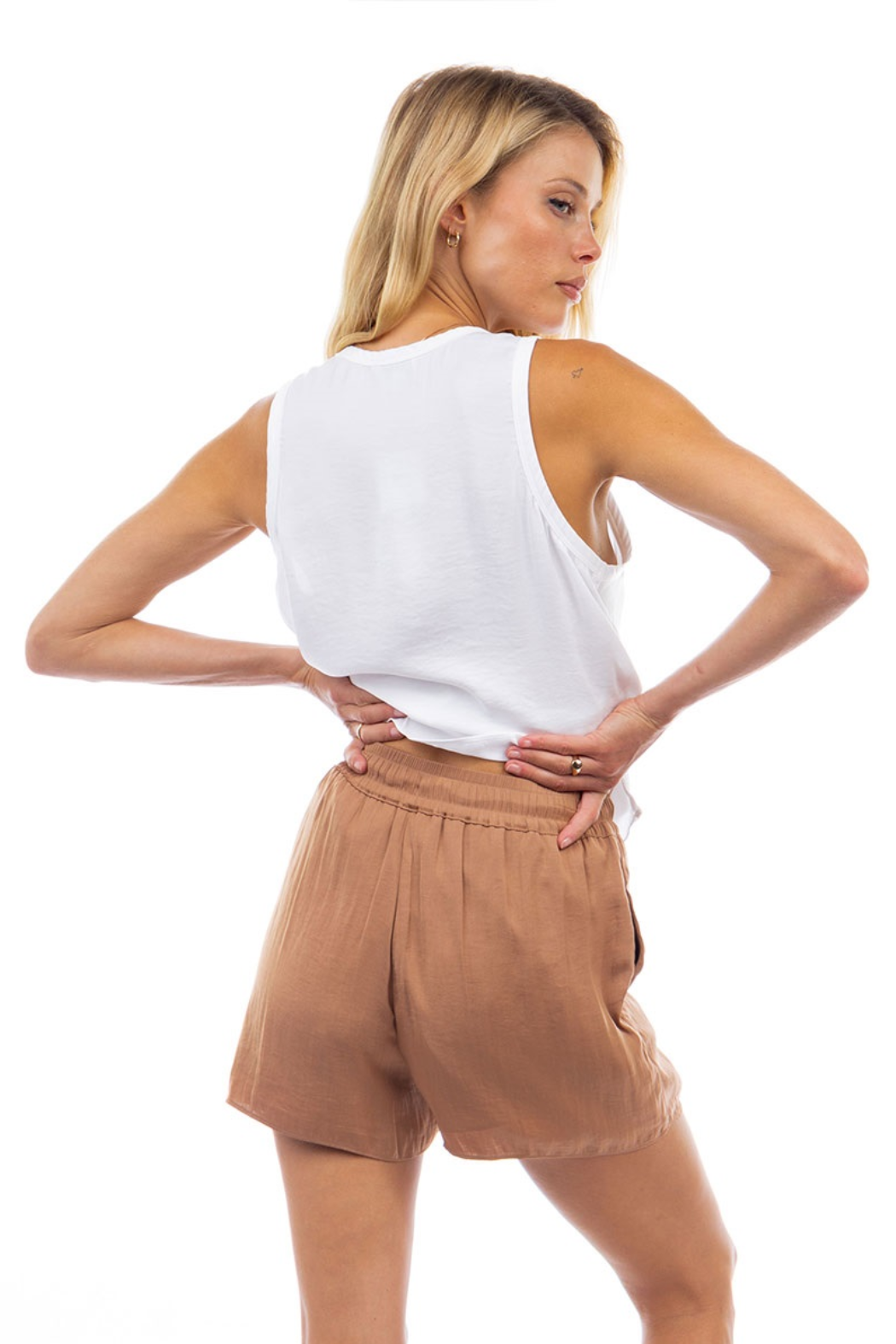 Elastic Waist Satin Shorts