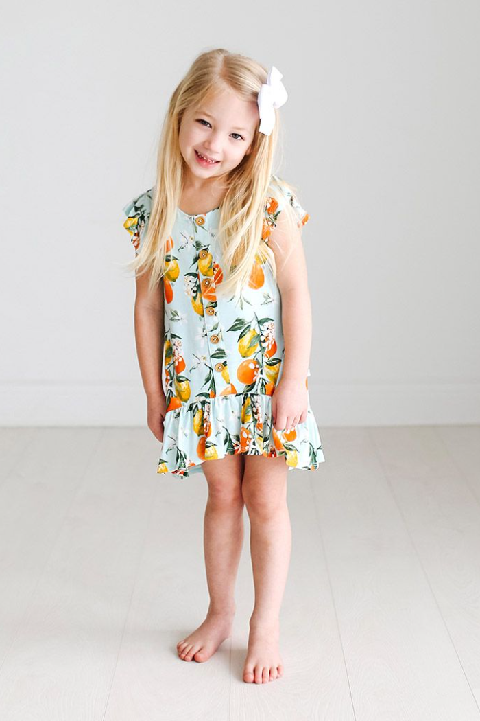 Mirabella Henley Ruffled Capsleeve Hi Low Dress