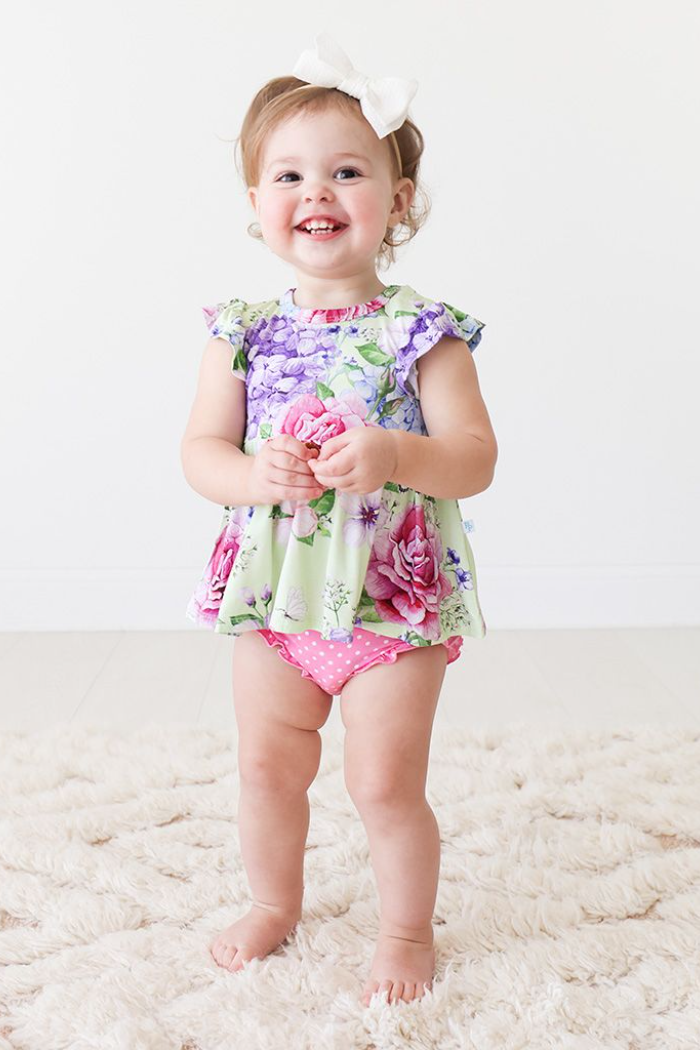 Georgina Ruffled Cap Sleeve Basic Peplum Top And Bloomer Set